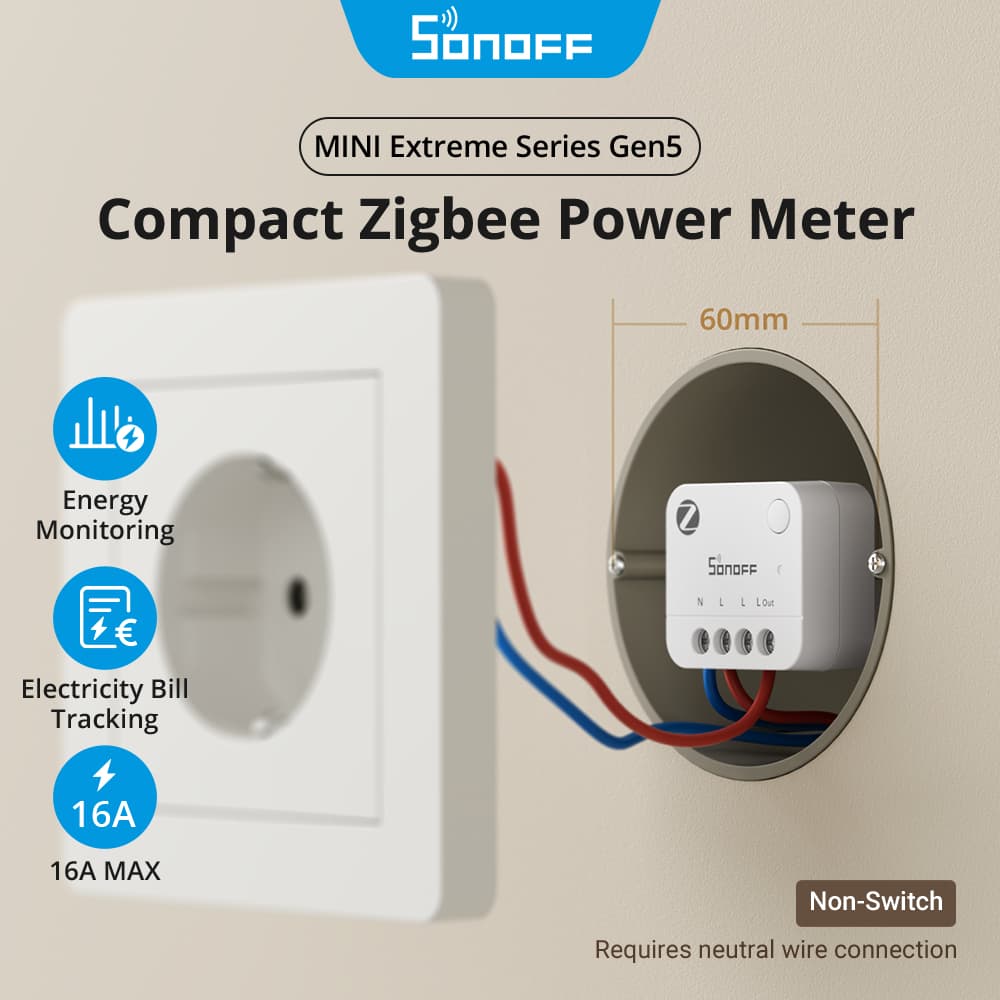 SONOFF MINI PM Zigbee Power Meter MINI-ZB1GP การติดตามพลังงานเรียลไทม์สมาร์ทคํานวณเครื่องอัจฉริยะการตรวจสอบ Zigbee 3.0 Smart Energy Meter