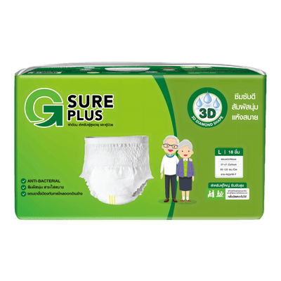 ผ้าอ้อมผู้ใหญ่ แบบกางเกง G SURE PLUS SIZE L 18 ชิ้น